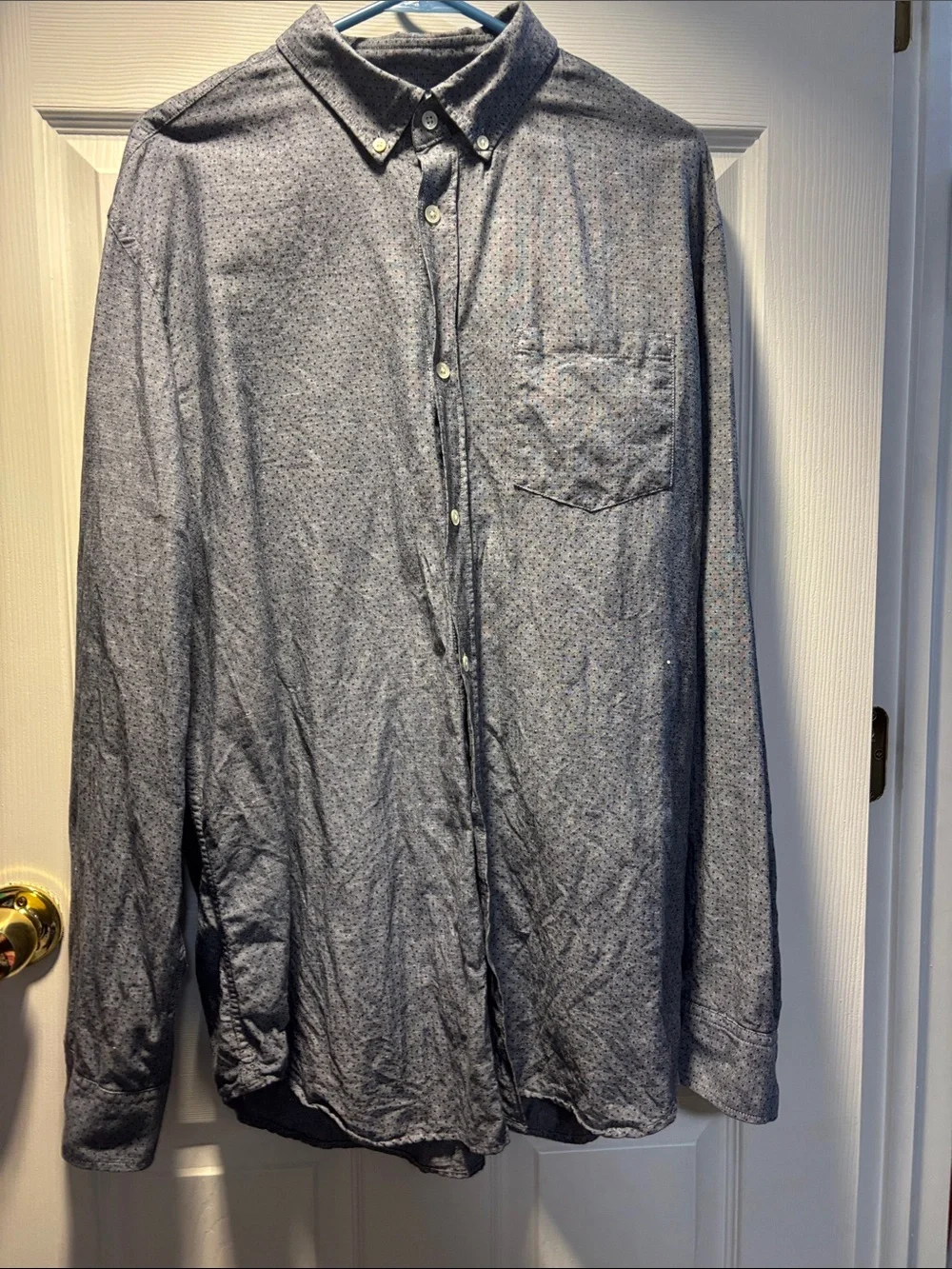 Banana Republic Slim Fit Button-Up in Light Blue with Navy Dots
